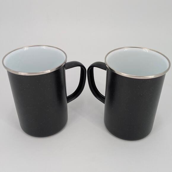 Speckled Enamel Mug 22 oz Metal Coffee Cup Set of 2 Camping Hiking Travel Tea - Picture 1 of 10